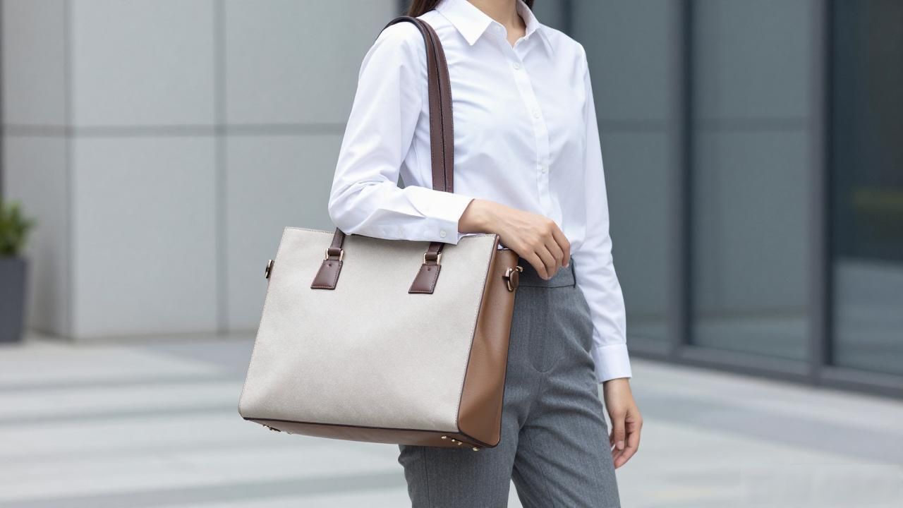 Two-Tone Handheld Bag｜拼色手提通勤包_拼色条纹手提包_手提斜挎两用包